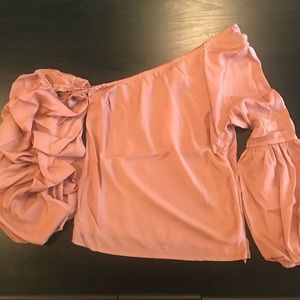 Lulumari One shoulder apricot blouse